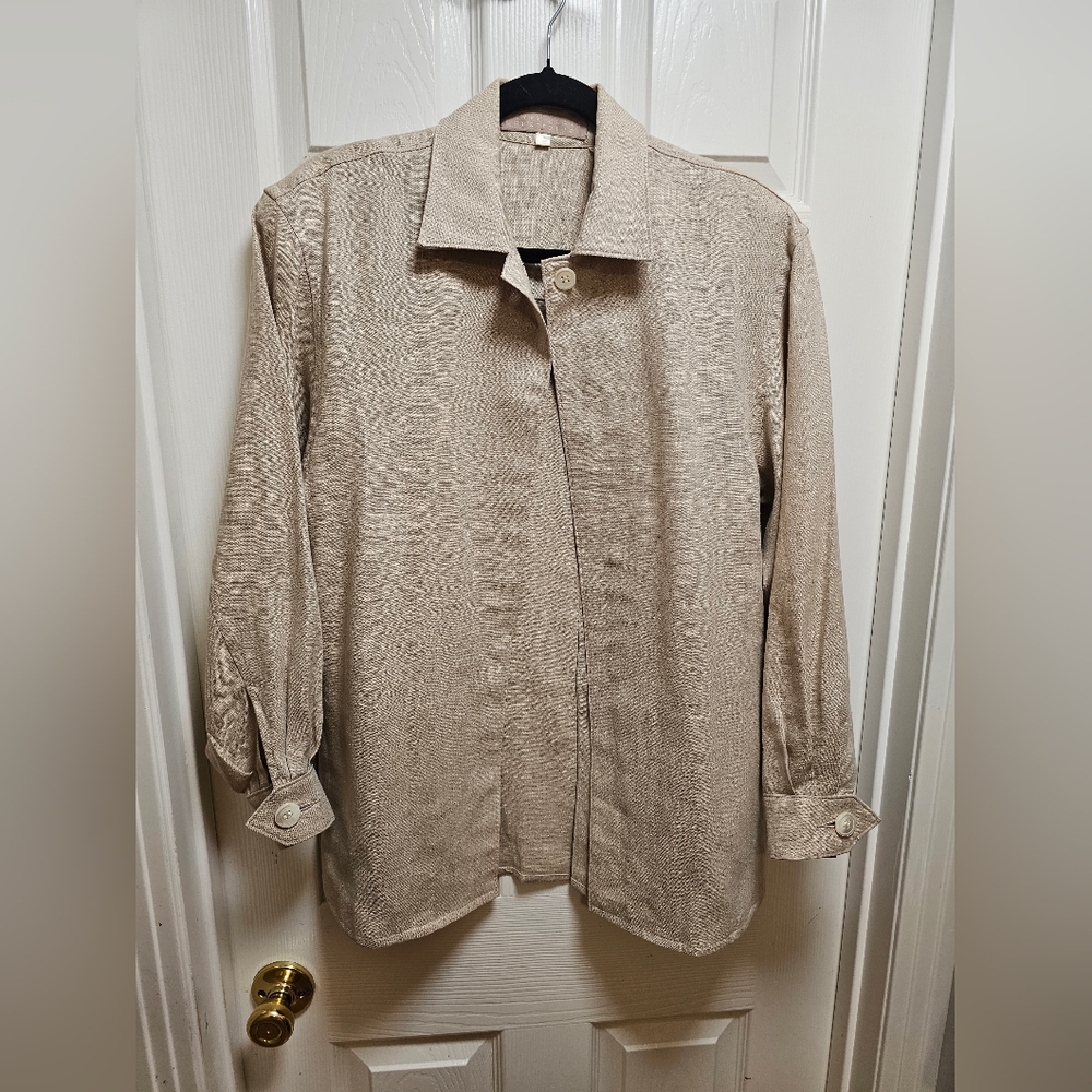 Perry Ellis Portfolio Men’s Linen Cardigan Size P | Beige | 100% Linen | Pockets - Picture 9 of 11